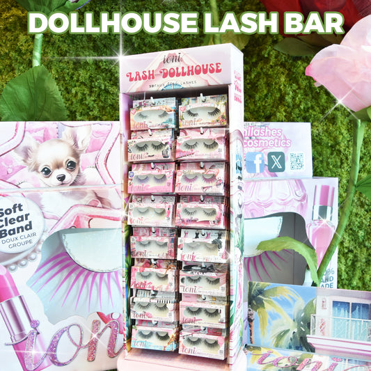 Dollhouse Full Bar: 96-pair Lashes (16 Styles) + Lash Bar Display