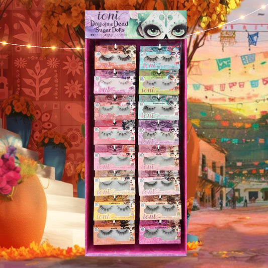 DAY OF THE DEAD Sugar Dolls Lash Bar: 96-pair Lashes (16 styles) + Lash Bar Display