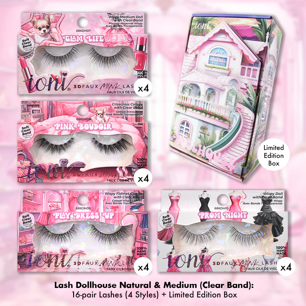 Dollhouse Natural & Medium Set: 16-pair Lashes (4 Styles) + LE Dollhouse Box