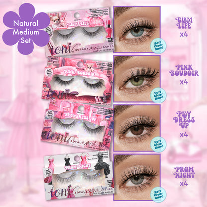 Dollhouse Natural & Medium Set: 16-pair Lashes (4 Styles) + LE Dollhouse Box